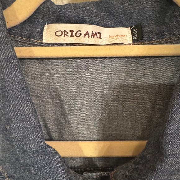 ORIGAMI Denim Vest Black Lace Bottom Boho Western Layering Piece Plus Size - Picture 3 of 13